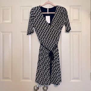 Navy patterned Wrap Dress NWT